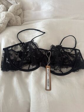 SKIMS Black Sheer Lace Underwire Bra